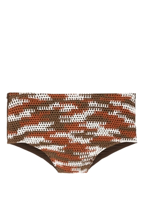 Amir Slama abstract-pattern crochet swim shorts - Brown