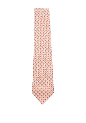 Ferragamo Gancini geometric-pattern tie - Orange