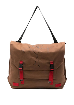 Plan C printed shoulder bag - Brown