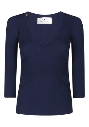 Elisabetta Franchi ribbed v-neck sweater - Blue