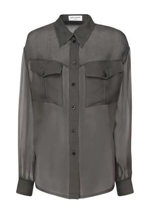 Saint Laurent pointed-collar flap-pocket shirt - Grey