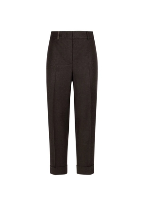 Peserico rhinestone cuff trousers - Brown