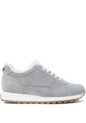 Peserico suede shearling-trim sneakers - Grey