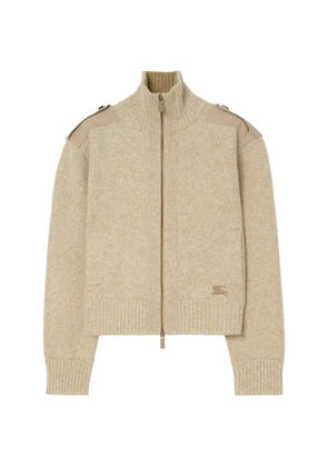 Burberry funnel-neck embroidered cardigan - Neutrals