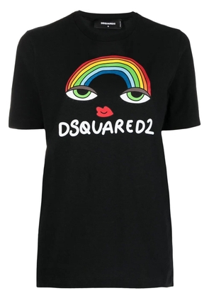 DSQUARED2 rainbow logo cotton T-shirt - Black