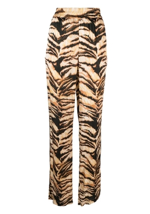 Roberto Cavalli high-waisted tiger-print trousers - Neutrals