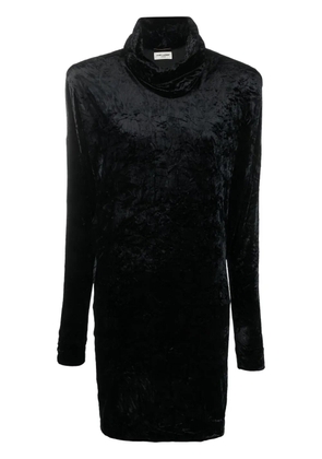Saint Laurent roll-neck velvet effect minidress - Black