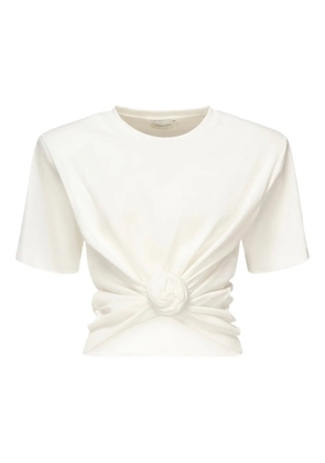 Magda Butrym rose-knot ribbed T-shirt - White