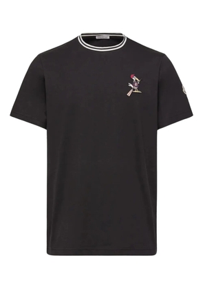 Moncler striped-trim detail-appliqué T-shirt - Black