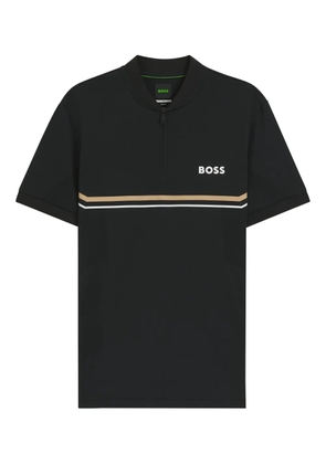 BOSS striped-detail polo shirt - Black