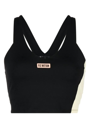 P.E Nation panelled logo-patch sports bra - Black