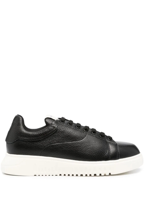 Emporio Armani Tumbled leather sneakers - Black