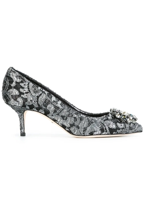 Dolce & Gabbana Rainbow Lace 60mm brooch-detail pumps - Black
