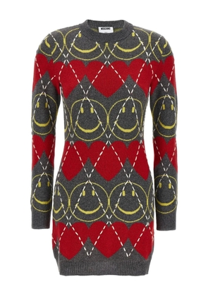 Moschino Smiley® argyle-pattern dress - Grey