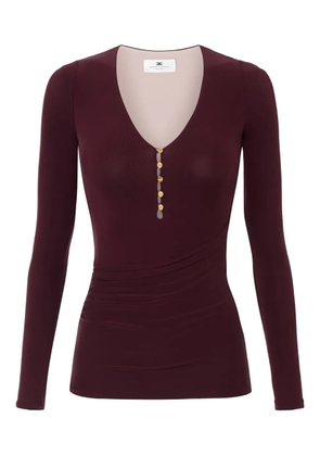 Elisabetta Franchi button long-sleeve T-shirt - Red