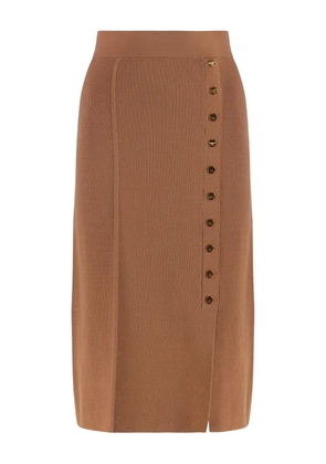 Elisabetta Franchi fine-ribbed skirt - Brown