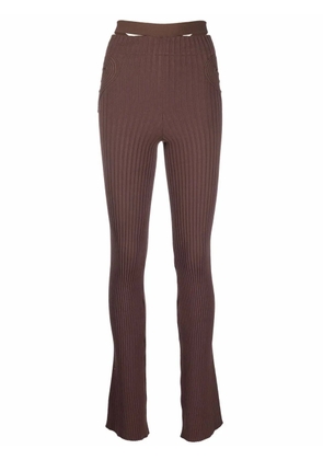 ANDREĀDAMO ribbed-knit flared trousers - Brown