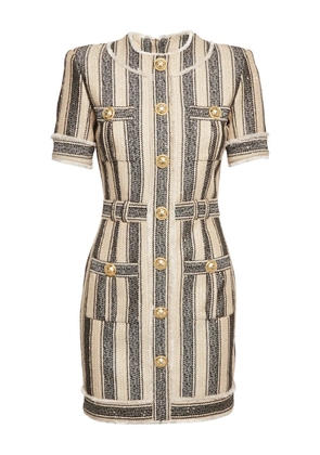 Balmain Pre-Owned 2024 striped buttoned mini dress - Neutrals