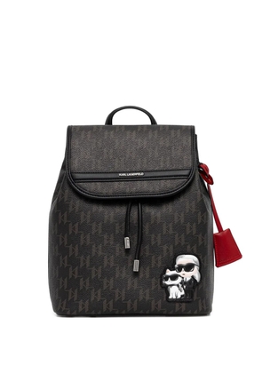 Karl Lagerfeld logo-appliqué monogram backpack - Brown