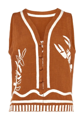 ERES Oursin embroidered sleeveless vest - Brown