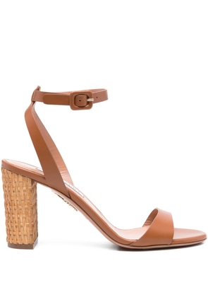 Aquazzura 85mm Sunseeker woven-block leather sandals - Brown