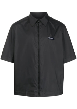 Givenchy logo-patch zip-up shirt - Black