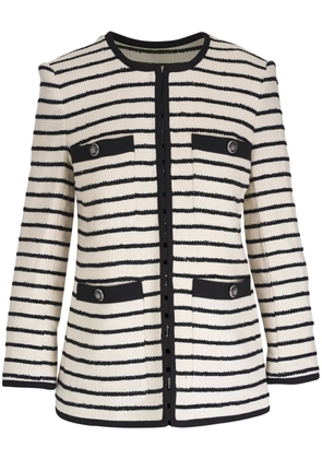 Veronica Beard striped collarless blazer - White