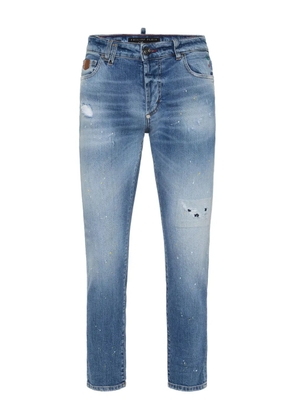 Philipp Plein paint-splatter distressed jeans - Blue