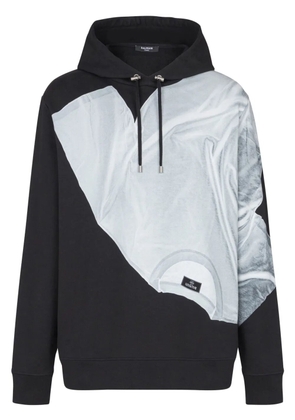 Balmain T-shirt print hoodie - Black