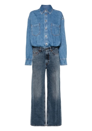 Haikure panelled-design denim jumpsuit - Blue