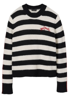 Marc Jacobs logo-embroidered striped jumper - Black