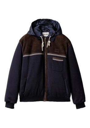 Miu Miu drawstrings hooded jacket - Blue