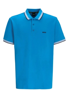 BOSS striped-trim polo shirt - Blue