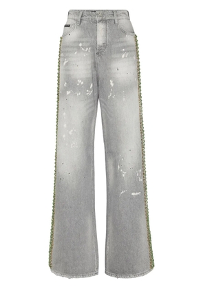 Philipp Plein crystal-embellished jeans - Grey