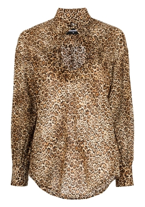 DSQUARED2 leopard-print cut-out blouse - Brown