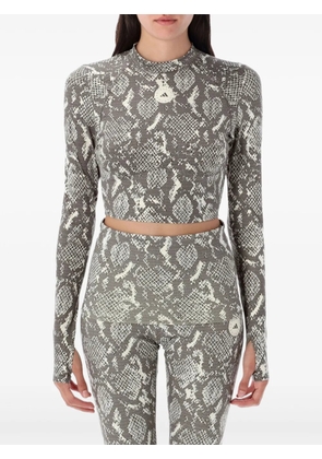 adidas by Stella McCartney snake-print long-sleeve top - Grey
