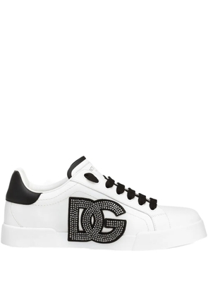 Dolce & Gabbana Portofino rhinestone-embellished logo sneakers - White