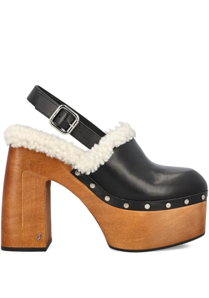Jimmy Choo 135mm leather platform sheepskin sandals - Black