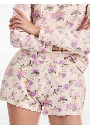 LoveShackFancy Renato floral frayed shorts - Neutrals