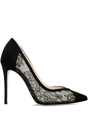 Andrea Wazen 105mm Nora Lace suede pumps - Black