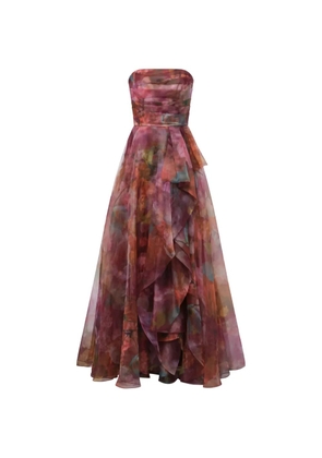 Theia Floria strapless ruffled maxi dress - Red