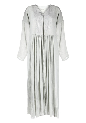 Bambah embroidered pleated kaftan dress - Grey