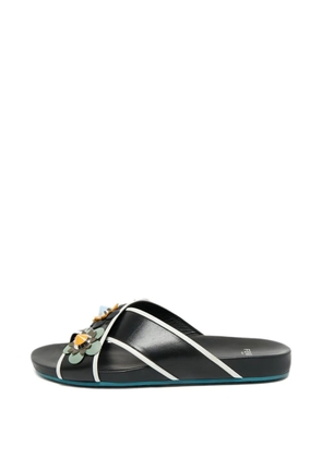 Fendi Pre-Owned floral-appliqué leather sandals - Black