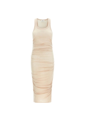 Elisabetta Franchi logo-embroidery draped midi dress - Neutrals
