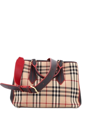Burberry Pre-Owned Ballingdon Tote Horseferry Check Canvas and Leather Medium satchel - Red