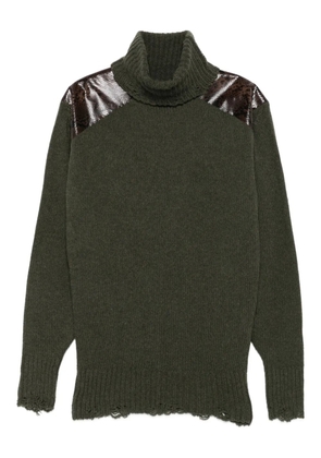 Stella McCartney panelled frayed-hem sweater - Green
