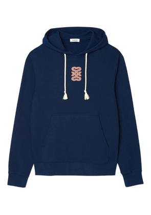 SANDRO leather-patch hoodie - Blue