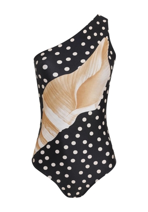 Brigitte seashell-motif one-shoulder swimsuit - Black