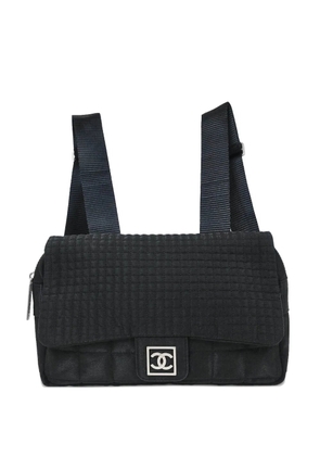 CHANEL Pre-Owned 2006 Choco Bar quilted interlocking CC logo backpack - Black