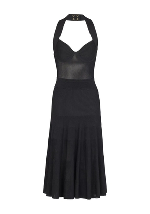 Balmain halterneck pleated midi dress - Black